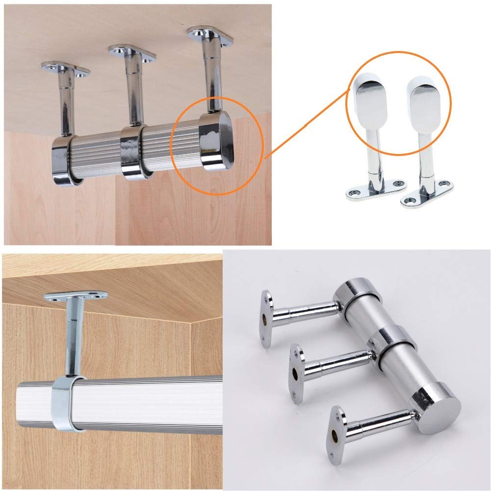MroMax Adjustable Shower Curtain Rod & Wardrobe Pipe Bracket - Wall Mounted Support for 0.63