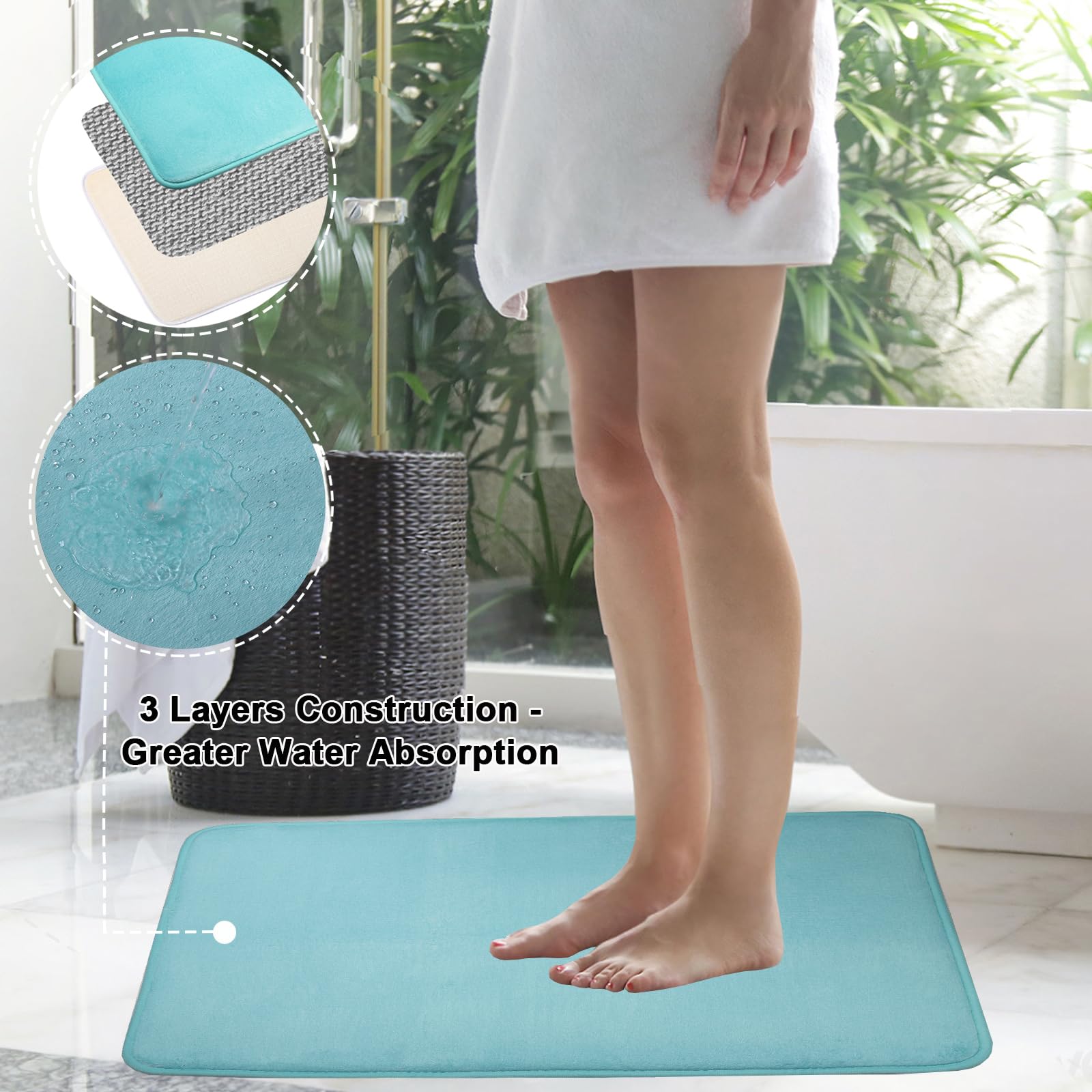 25-Piece Teal Bathroom Accessories Set with Shower Curtain, Rugs & Essentials - Includes Trash Can, Soap Dispenser, Toothbrush Holder, Toilet Brush, Tray & More | Modern Spa Decor for Guest Bathrooms, Master Suites & Apartment Upgrades