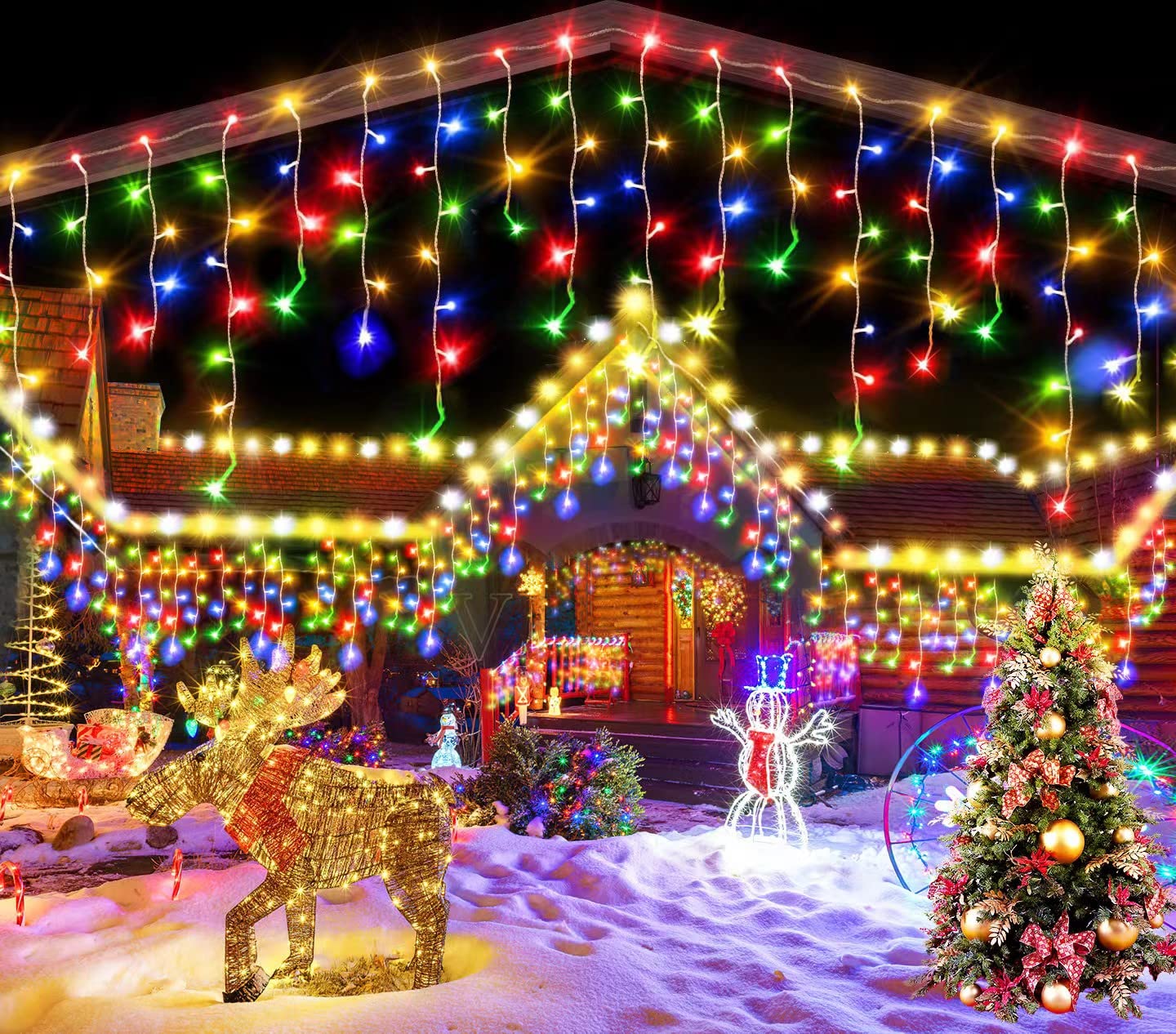 33ft 400 LED Waterproof Icicle Christmas Lights - 8 Modes with Timer for Indoor/Outdoor Holiday Decor
