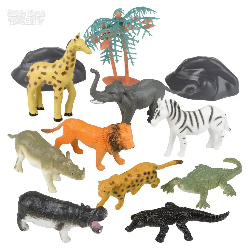 12-Piece Safari Animal Mesh Bag Play Set for Kids - Jungle Themed Pretend Play, Outdoor Adventures & Learning Fun