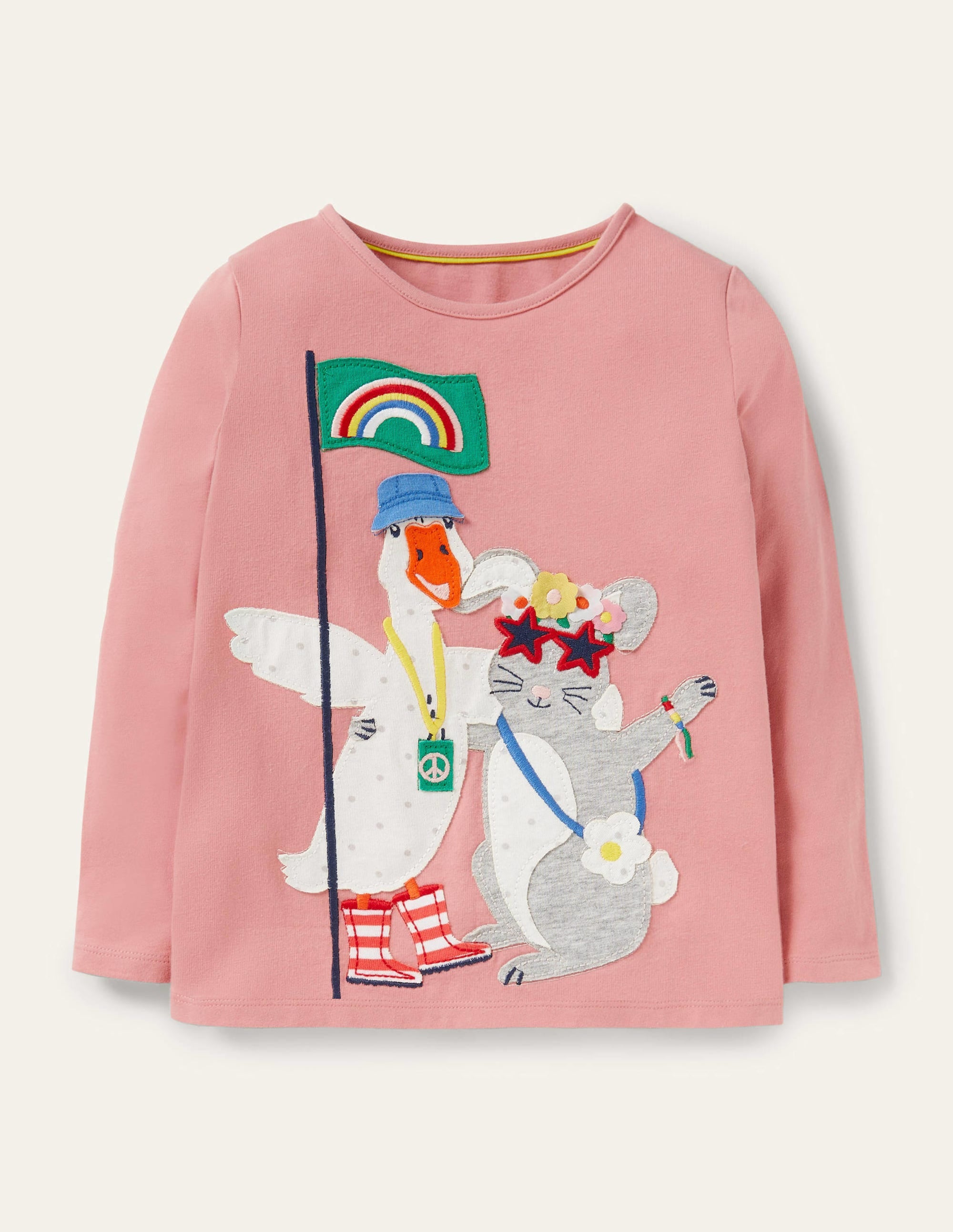Animal Appliqué T-Shirt - Cute Pink Animal Designs for Women & Girls | Perfect for Casual Wear, Outfits & Gifts