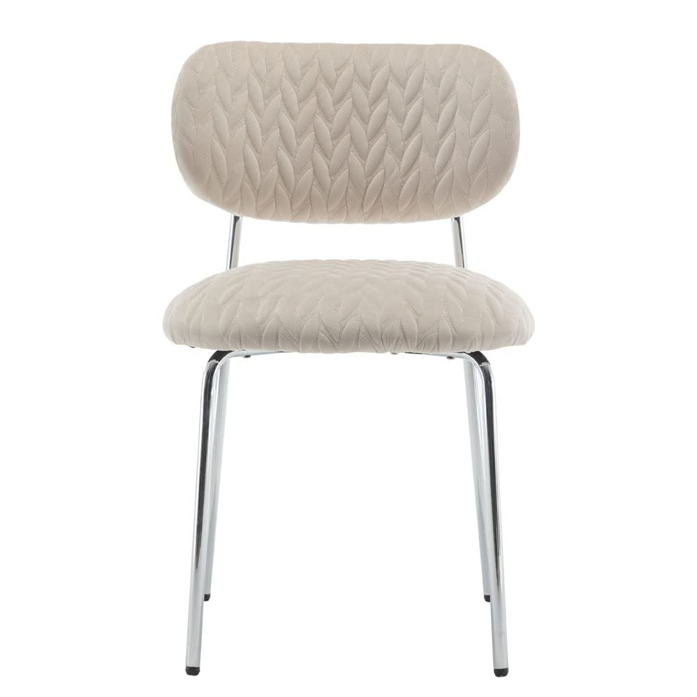 Modern Velvet Upholstered Dining Chairs Set of 2 with Soft Back & Metal Legs - Elegant White Kitchen, Dining Room, Living Room Seating for Home Decor