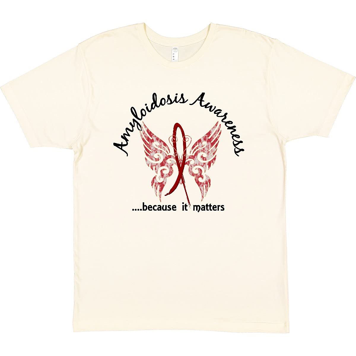 Inktastic Amyloidosis Butterfly 6.1 oz Cotton T-Shirt - Comfortable & Stylish for Awareness Events, Fundraisers & Everyday Wear