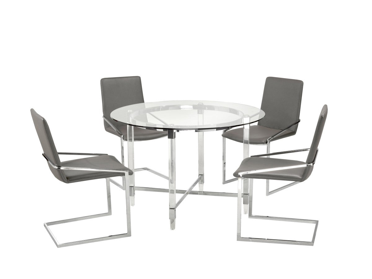 5-Piece Grey Dining Room Set - Modern Kitchen Table & Chairs for Small Spaces, Family Meals & Entertaining Guests