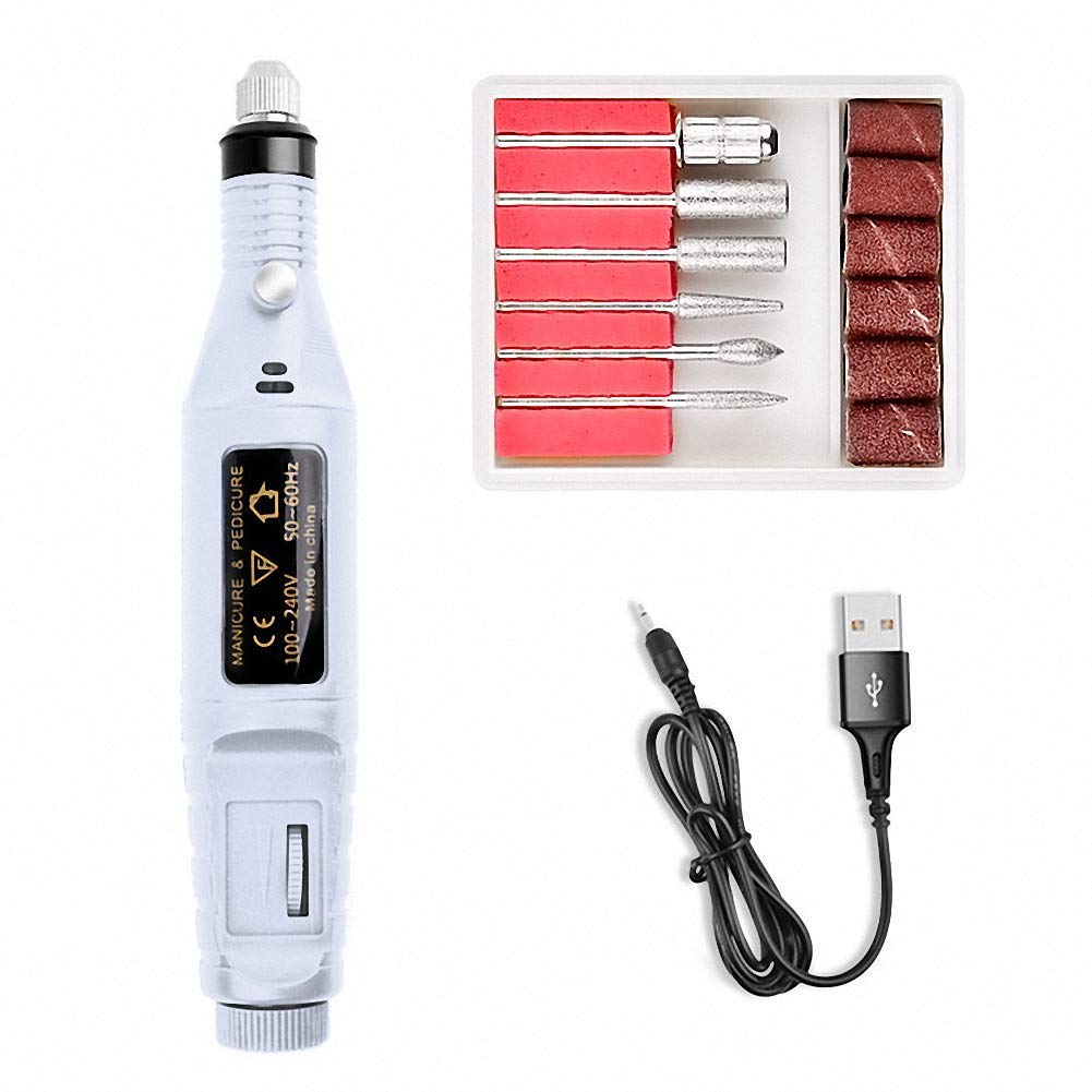 Professional Electric Nail Drill Kit - Rechargeable Manicure & Pedicure Machine with 6 Attachments for Acrylic Nails, Gel Polish Removal & Toe Care | Perfect for Home Salon, Nail Artists & DIY Beauty Enthusiasts