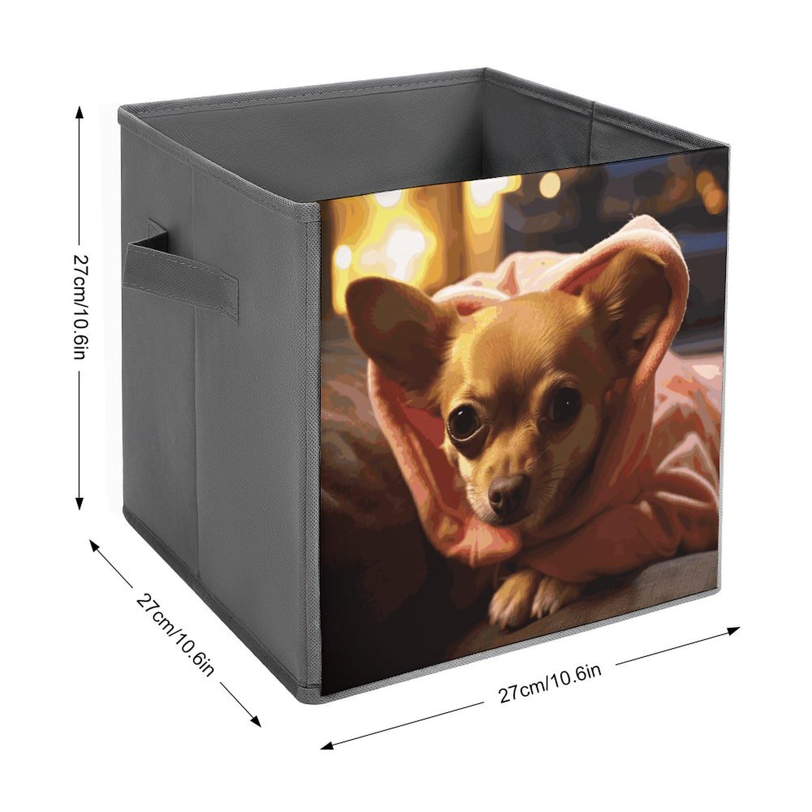 Depressed Chihuahua Printed Storage Baskets - 2 Pack Fabric Storage Bins & Containers for Home Organization | Closet, Nursery, Laundry Room Storage Solutions