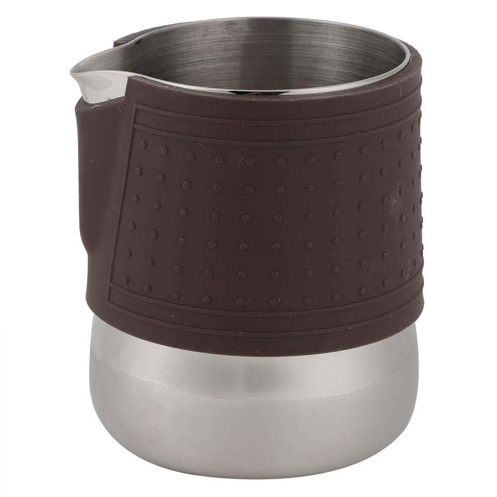 Stainless Steel Milk Frothing Pitcher 300ml with Silicone Cover - Professional Coffee Steaming Pitcher for Latte Art, Cappuccino & Hot Chocolate - Perfect for Home Baristas & Coffee Shops