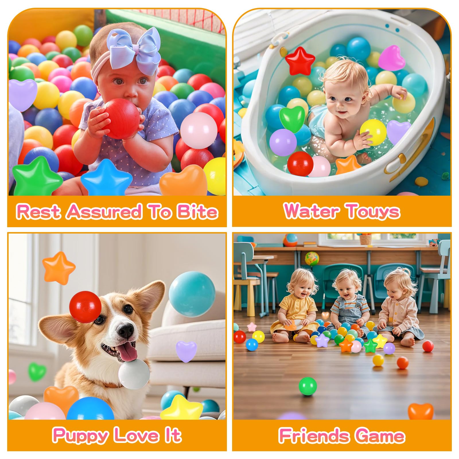 100/200/500/1000 Phthalate-Free & BPA-Free Crush-Proof Plastic Ball Pit Balls for Toddlers - Reusable Kids Play Toys with Storage Bag for Indoor & Outdoor Use - Perfect for Playrooms, Birthday Parties, and Sensory Play Activities