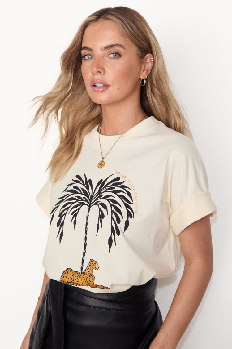 Desert Paradise Graphic T-Shirt for Men & Women - Soft Cotton Crewneck Tee in Cream - Perfect for Casual Wear, Beach Outings & Summer Vacations