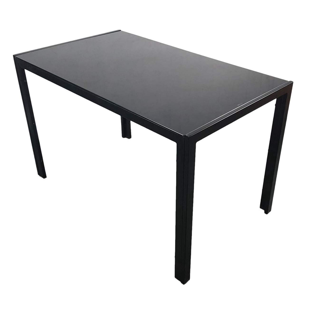 Modern Black Tempered Glass & Iron Dining Table - Simple Assembly, Elegant Design for Kitchen, Dining Room, Office, or Breakfast Nook | MITPATY