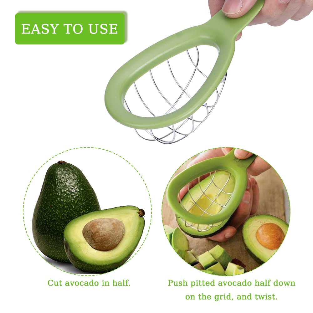 Watris Veiyi Avocado Cutter - Stainless Steel Avocado Slicer & Dicer Tool for Perfect Cubes | Kitchen Gadget for Guacamole, Salads & Meal Prep