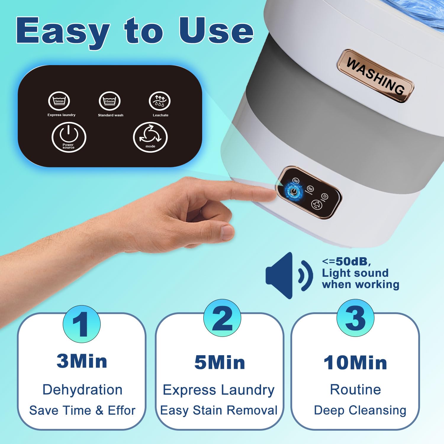 Portable Mini Washing Machine 18L Large Capacity - Compact Collapsible Washer & Spin Dryer for Small Laundry - Perfect for Apartments, RVs, Dorms & Camping - Wash Socks, Baby Clothes & Underwear (Grey) | Space-Saving Laundry Solution for Tiny Homes & Travel