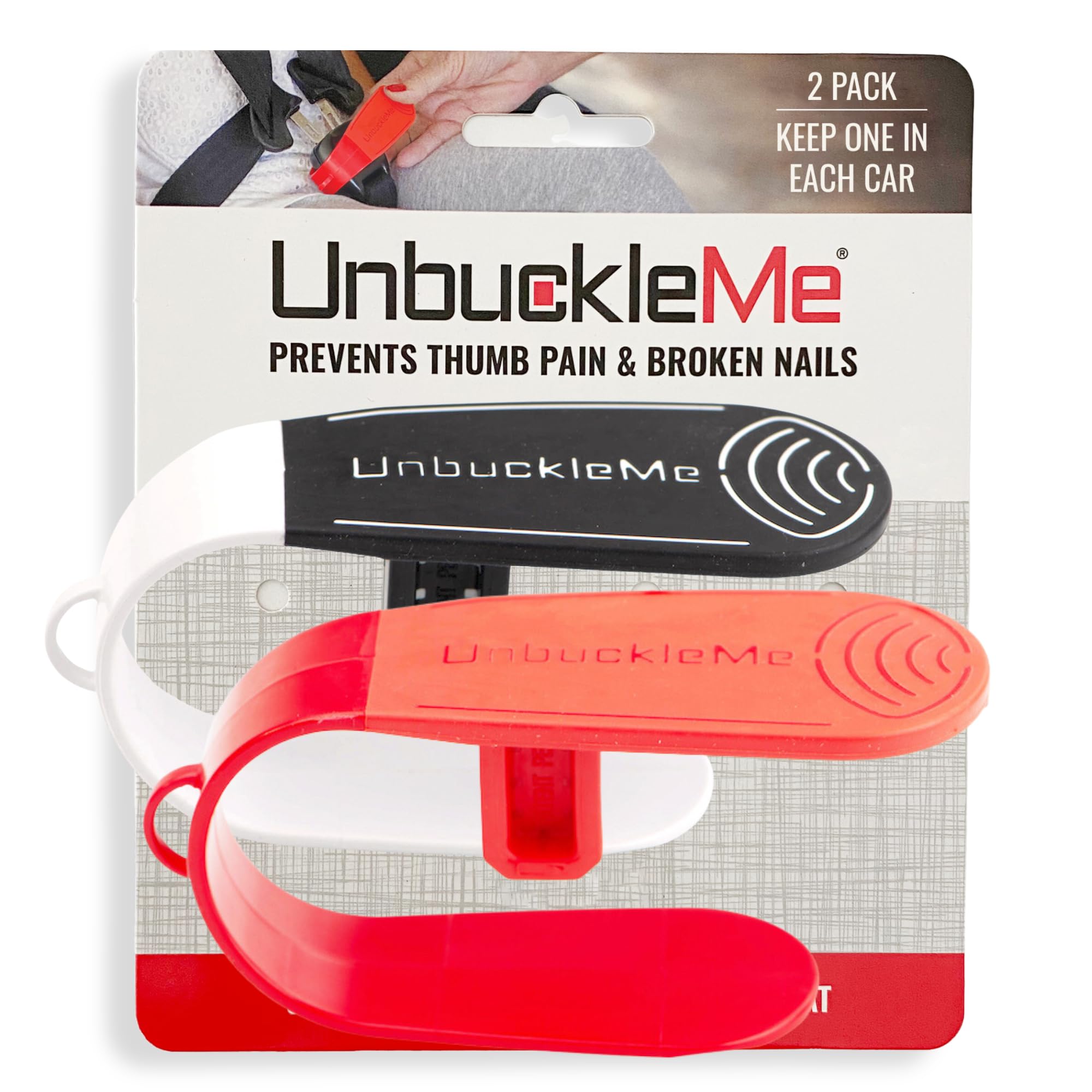 UnbuckleMe Car Seat Buckle Release Tool - Red & Black 2 Pack - Easy Car Seat Buckle Opener for Parents & Caregivers - Perfect for Travel, School Drop-offs & Baby Safety