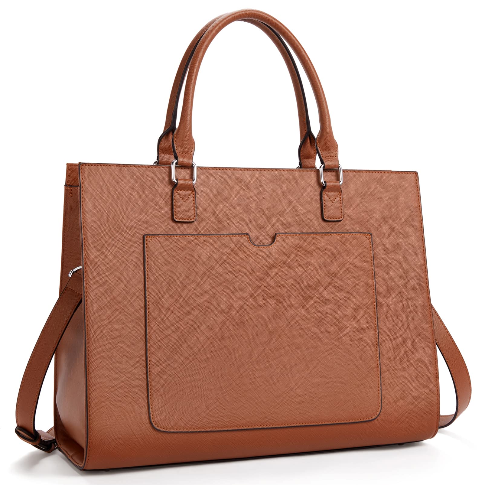 Telena 15.6 Inch Leather Laptop Tote Bag for Women - Large Capacity Shoulder Bag & Professional Briefcase - Perfect for Work, Business Meetings, Travel and Daily Commute
