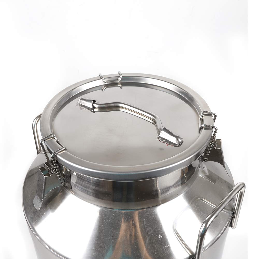 LOYALHEARTDY 15.85 Gallon (60L) Stainless Steel Milk Can & Wine Pail with Airtight Sealed Lid - Food Grade Storage Container for Milk Transport, Fermentation, Bulk Liquid Storage - Perfect for Dairy Farms, Wineries & Home Brewing