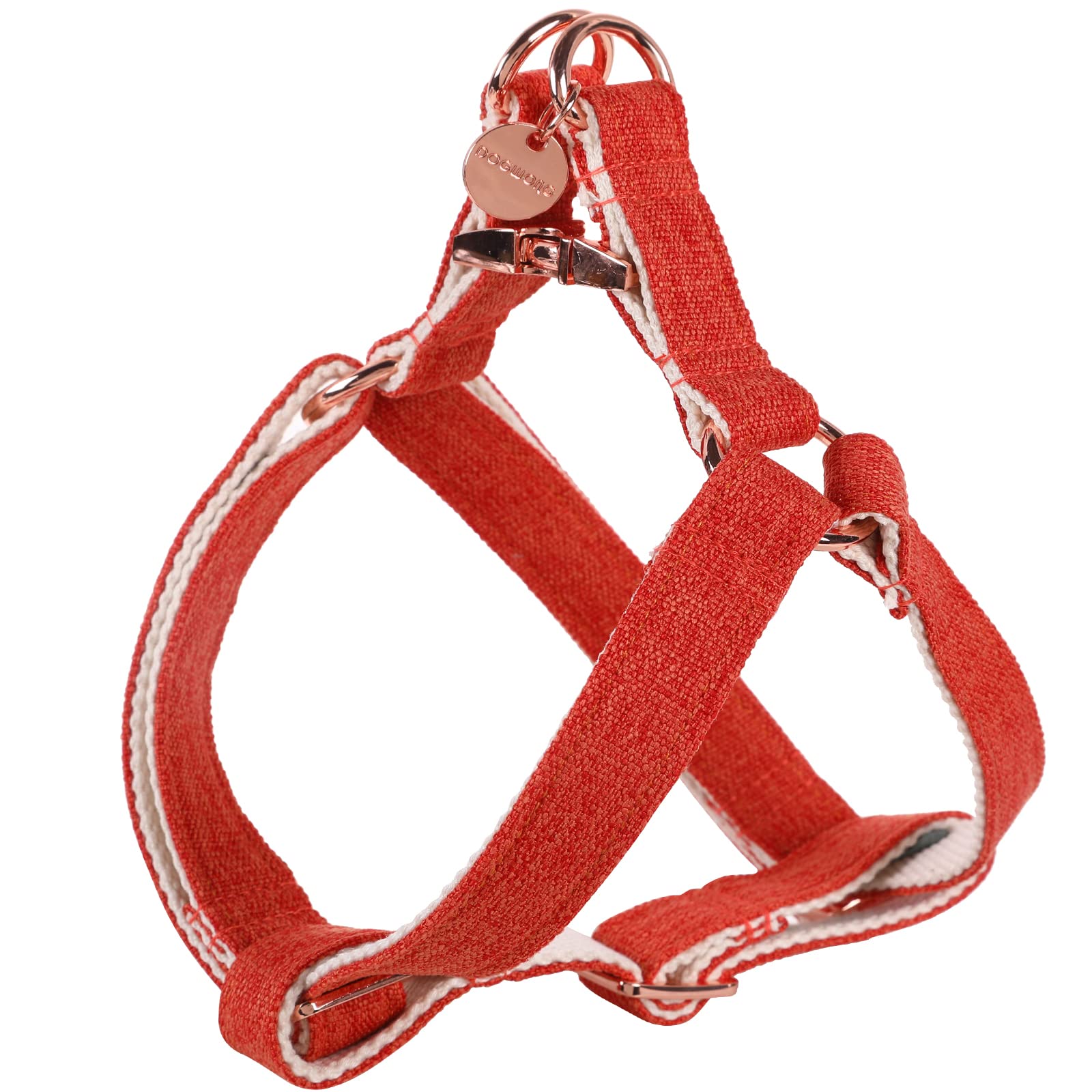 DOGWONG Orange Hemp Dog Harness for Sensitive Skin & Allergies - Adjustable Pet Harness for Small, Medium & Large Dogs - Durable & Comfortable for Daily Walks, Hiking & Outdoor Adventures