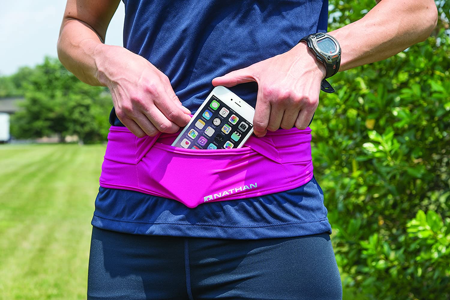 Nathan Hipster Running Belt - Lightweight & Water-Resistant Waist Pack for Jogging, Hiking & Travel - Hands-Free Phone Holder for iPhone & Android
