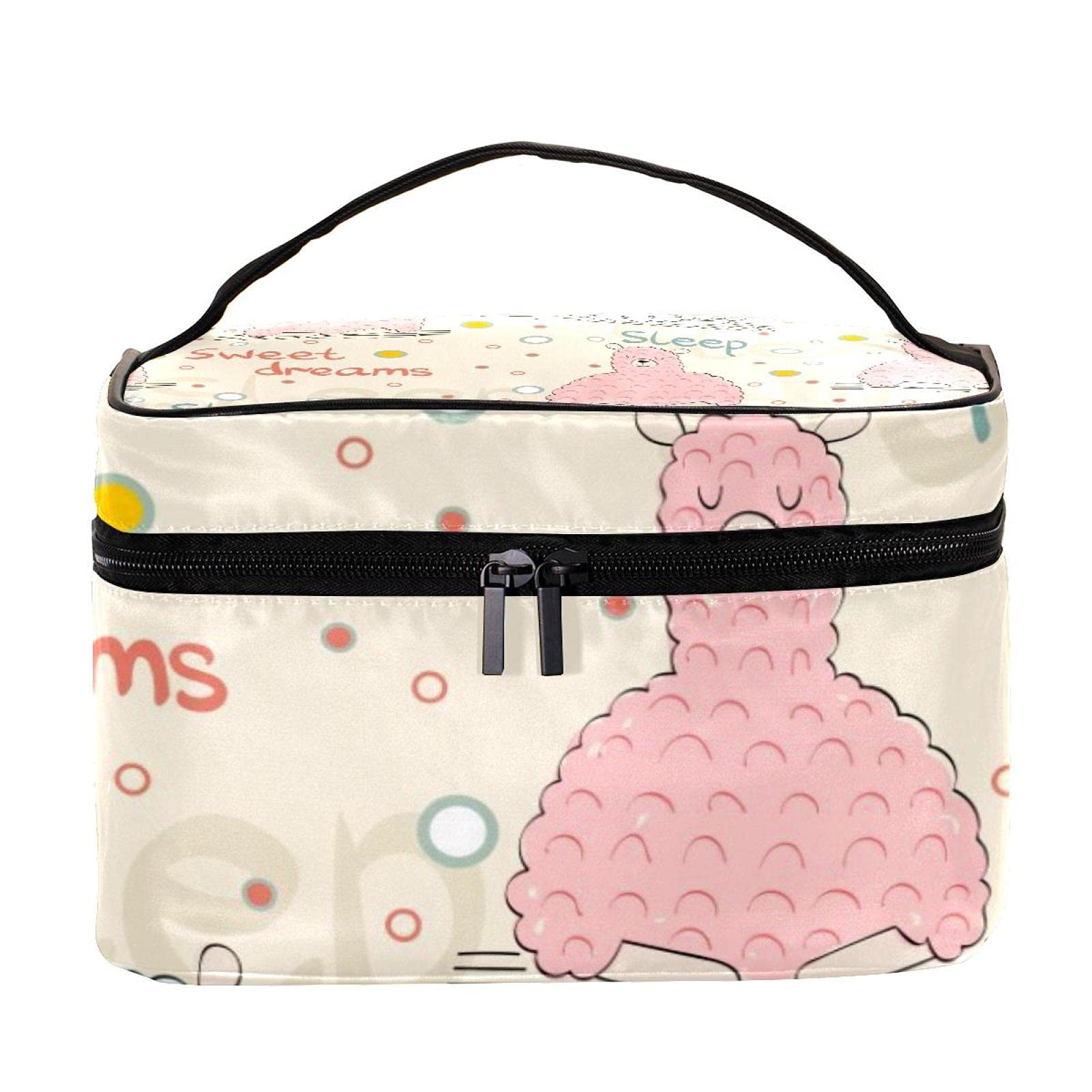 Funny Sheep Sweet Dreams Pattern Large Travel Makeup Bag - Waterproof Cosmetic Organizer with Zipper for Women & Girls - Perfect for Travel, Gym, and Daily Use