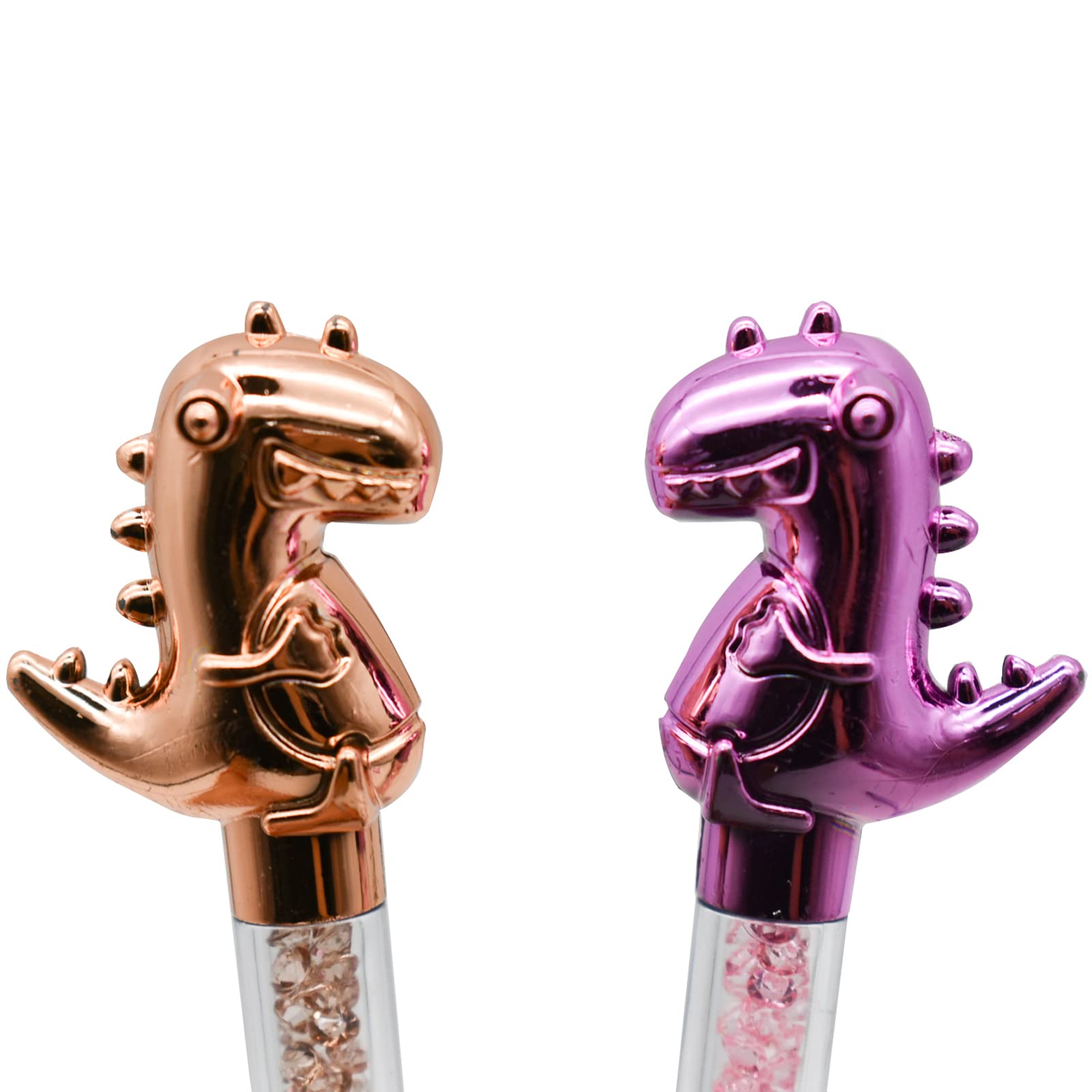 12-Pack Dinosaur Ballpoint Pens - Retractable Animal Bling Pens with Crystal Quicksand & Black Ink for School, Office, Party - Fun Writing Supplies for Kids, Students, Teachers & Dino Lovers