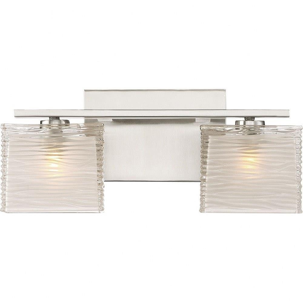 2-Light Transitional Bathroom Vanity Light Fixture in Brushed Nickel Finish - Modern Bathroom Lighting for Vanity, Mirror, or Powder Room - Model 71-BEL-4352169