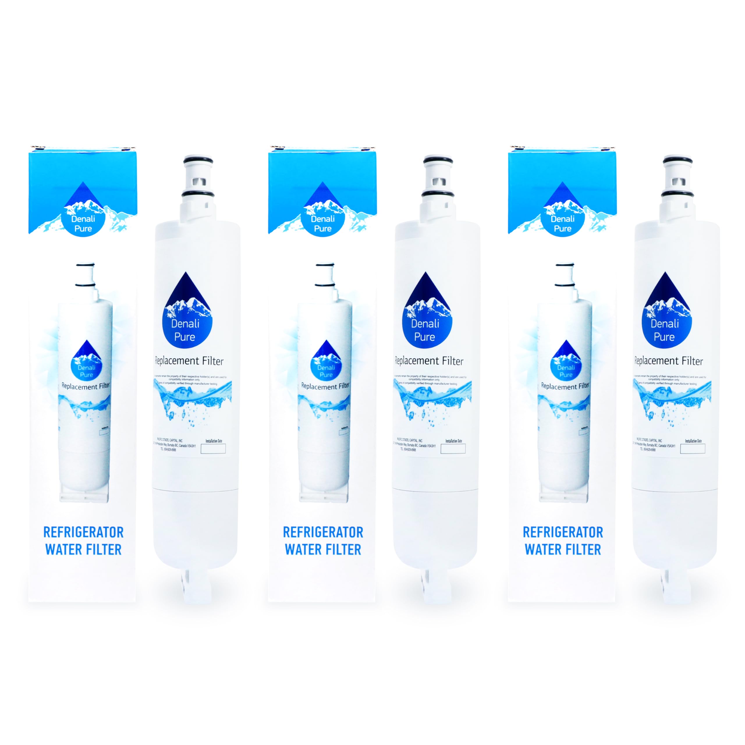 3-Pack Whirlpool GD5SHAXLB02 Refrigerator Water Filter Replacement - Compatible with Whirlpool 4396508, 4396510 Fridge Water Filter Cartridge | Clean & Safe Drinking Water for Home & Office