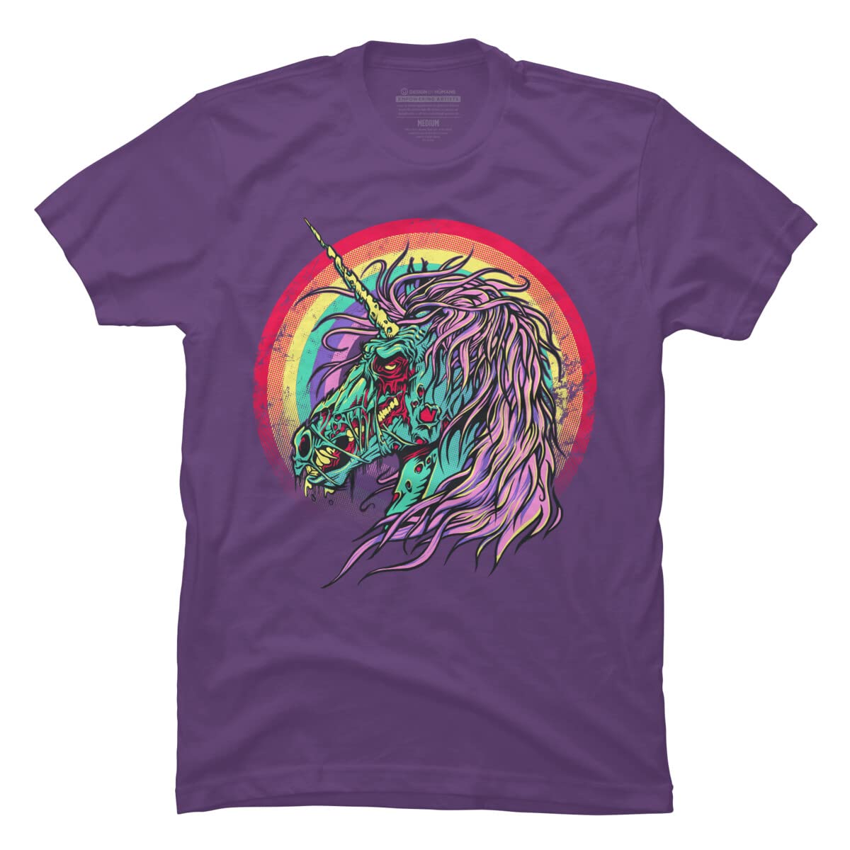 RicoMambo Zombie Unicorn Graphic T-Shirt for Men - Unique Horror Fantasy Design - Perfect for Halloween, Cosplay & Alternative Fashion