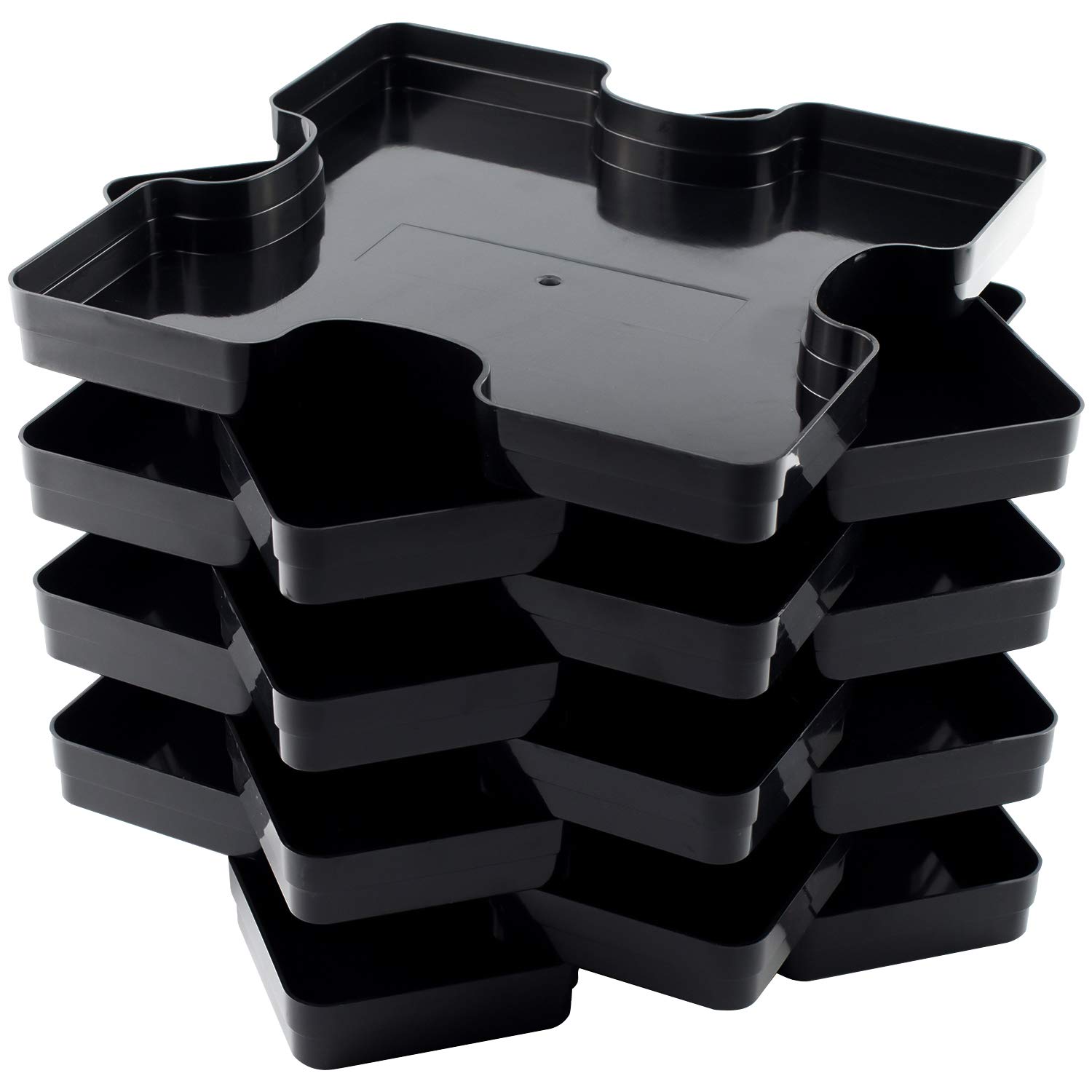 Durable 8-Piece Puzzle Sorting Trays - Fits Up to 2000 Jigsaw Puzzle Pieces, Stackable Organizer - Perfect Gift for Puzzle Enthusiasts (Black) - Ideal for Home, Office & Travel Puzzle Storage