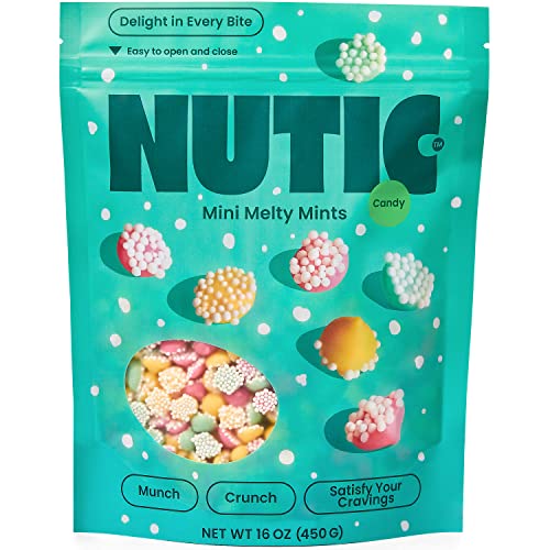 Nutic Mini Smooth & Melty Mints Nonpareils Candy - 1lb Petite Pastel Mint Candies for Holidays, Birthdays & Parties | USA-Made Meltaway Mints | Perfect for Wedding Favors, Office Treats & Gift Baskets