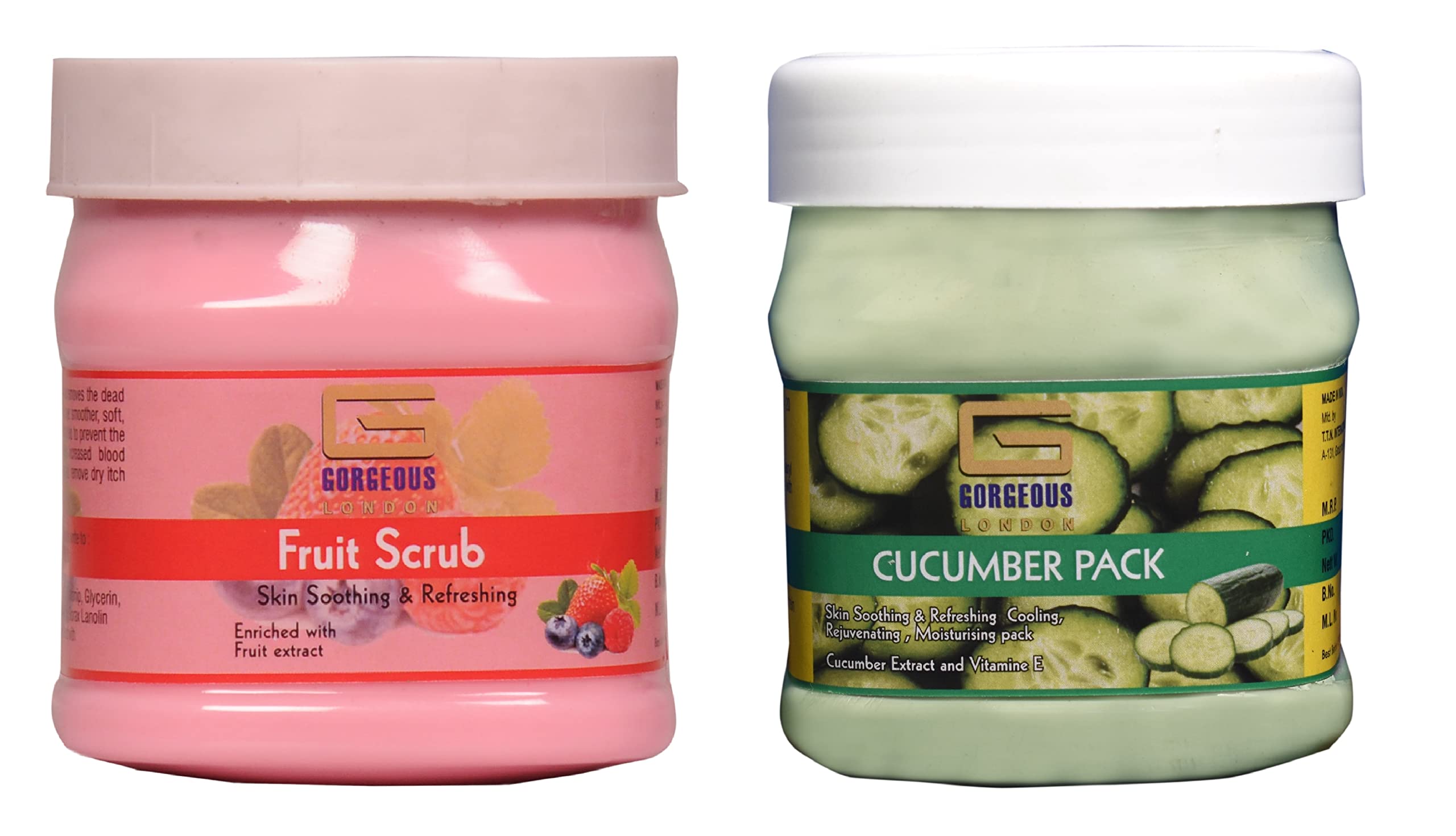 London Fruit Scrub & Cucumber Face Mask Combo Pack - 2 x 450ml for Glowing Skin | Exfoliating & Hydrating Skincare Set for Spa Day & Self-Care Routine