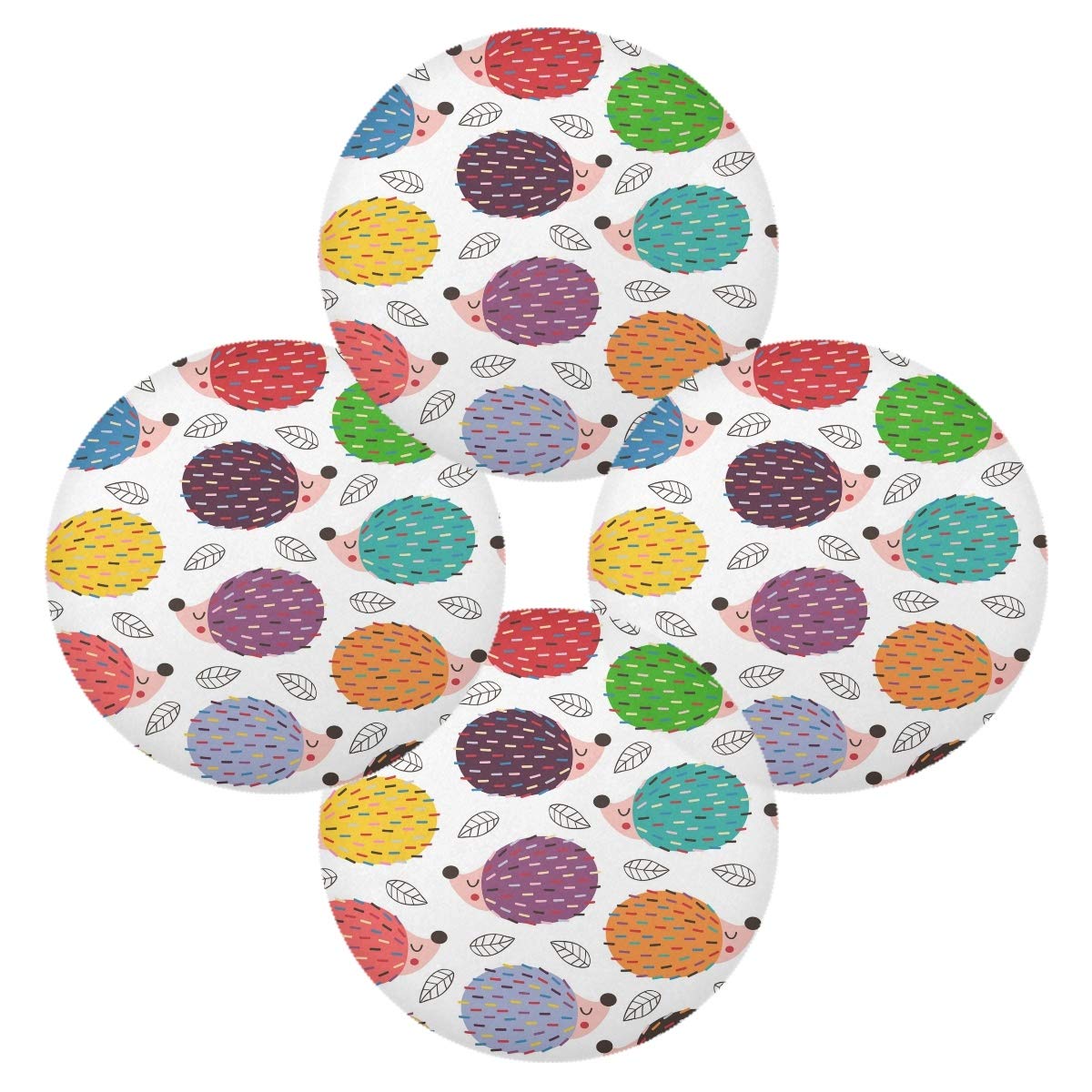 Colorful Hedgehog Placemats Set of 4 - 15.4 Inch Non-Slip Dining Table Mats for Kitchen, Holiday Decor & Home Decoration - Cute Animal-Themed Table Setting Accessories for Parties, Daily Use & Gift Giving