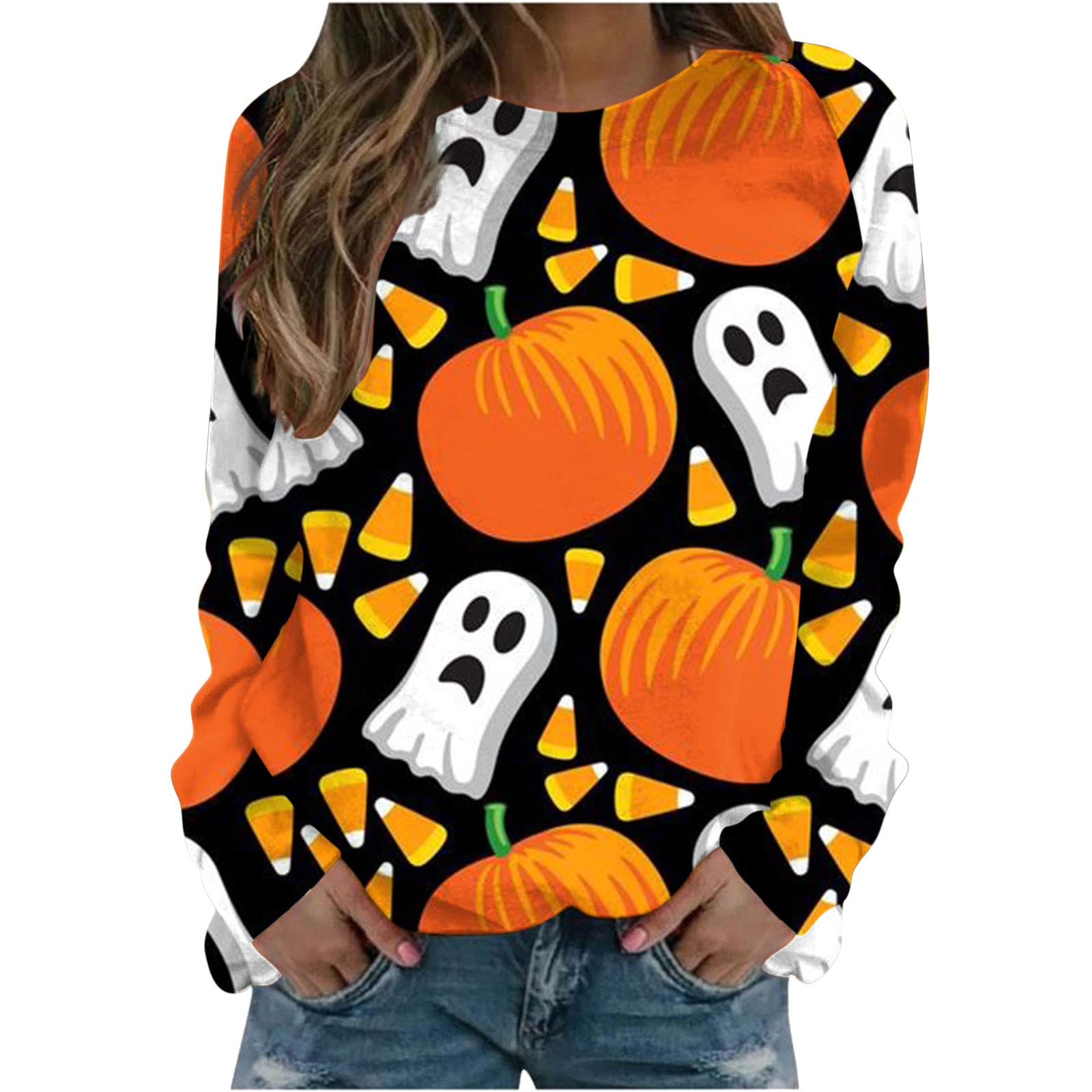 Women's Soft Crewneck Sweatshirt - Casual Loose Fit Long Sleeve Pullover Top for Fall | Cozy Everyday Wear, Youthful Novelty Style