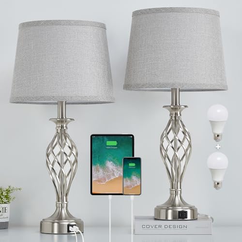 Silver Base + Grey Lampshade