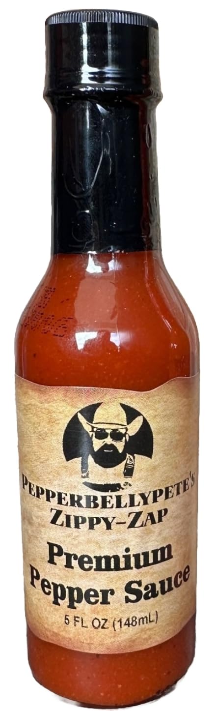 Pepper Belly Pete's Zippy-Zap Gourmet Hot Sauce - Premium Red Cayenne Pepper Sauce 5oz - Perfect for Tacos, Wings & BBQ - Spicy Condiment for Cooking & Gifting