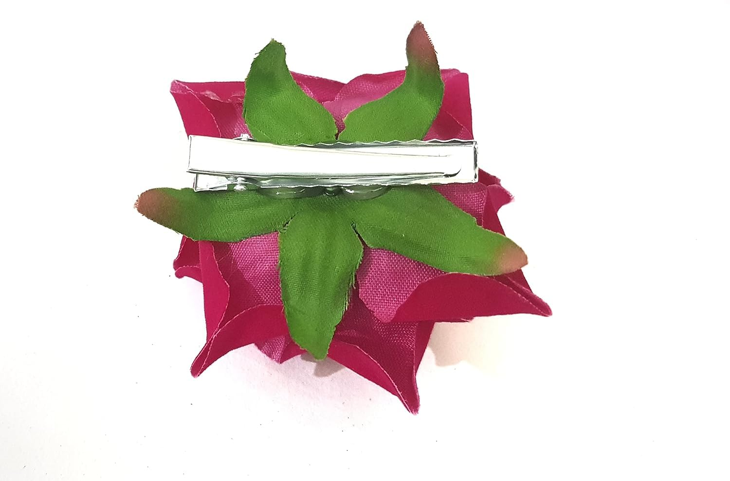 ANVIK 5-Pack Artificial Rose Flower Hair Clips for Women & Girls - Red, Dark Pink, Light Pink, White & Yellow Floral Hair Accessories | Bridal, Party, Prom, Wedding, Daily Wear Hair Pins
