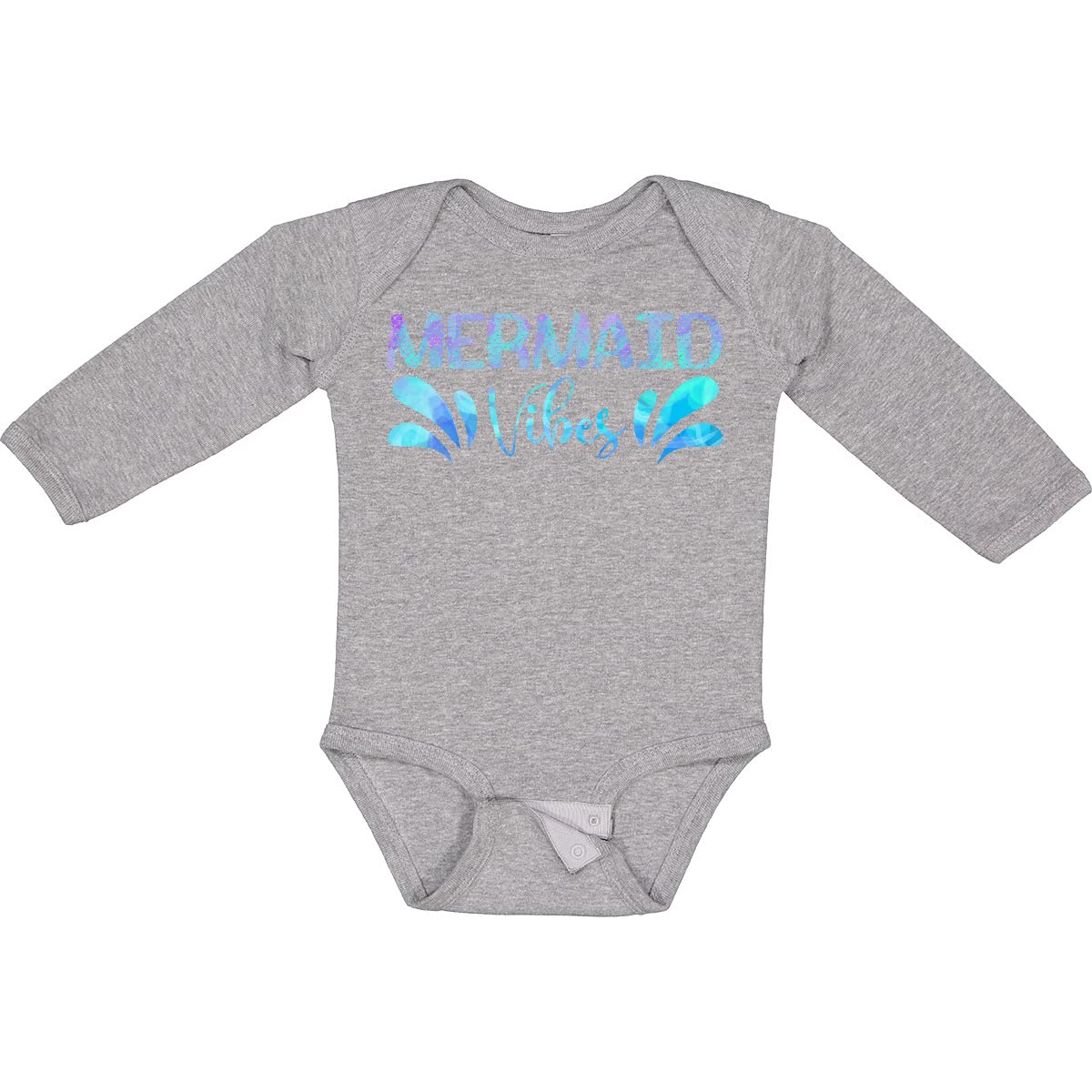 Inktastic Mermaid Vibes Long Sleeve Creeper - Blue Graphic Tee for Women | Trendy Casual Wear for Beach, Music Festivals & Everyday Comfort
