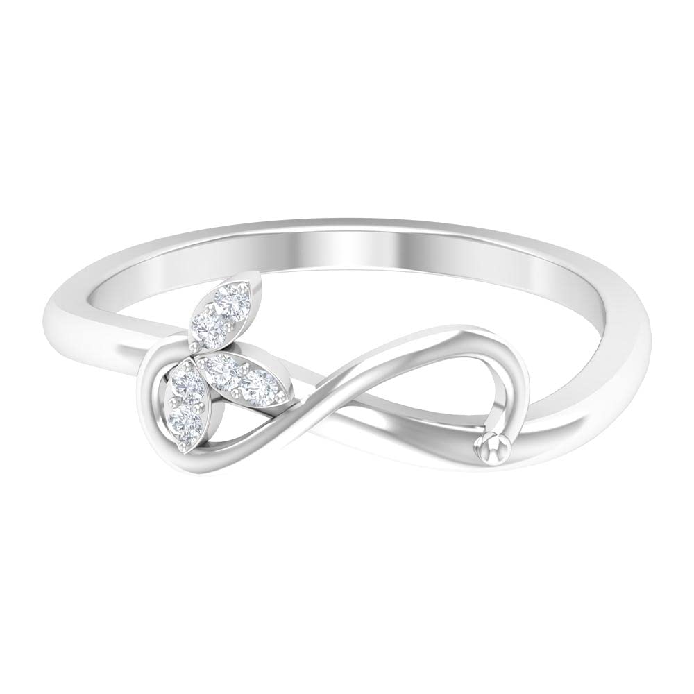 14K Solid Gold Infinity Promise Ring for Women with Diamond Petal Design - Elegant & Timeless Jewelry for Anniversaries, Engagements, and Special Occasions