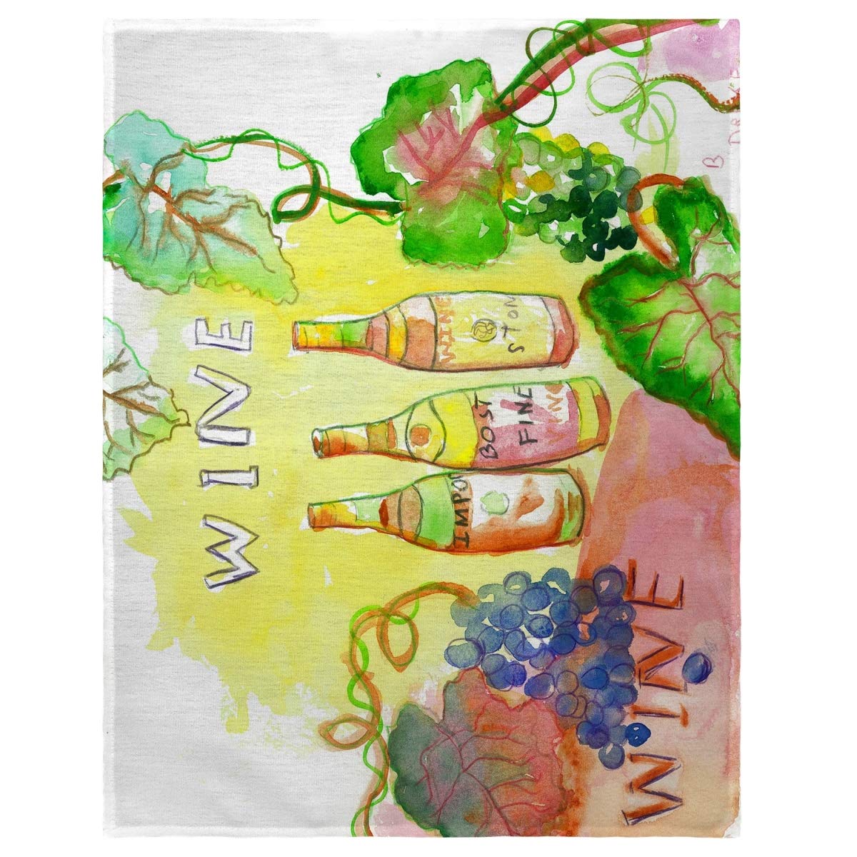 Betsy Drake PM078 14x18 Inch Wine Bottle Placemats Set of 4 - Waterproof Table Mats for Dining, Kitchen, Party & Holiday Decor