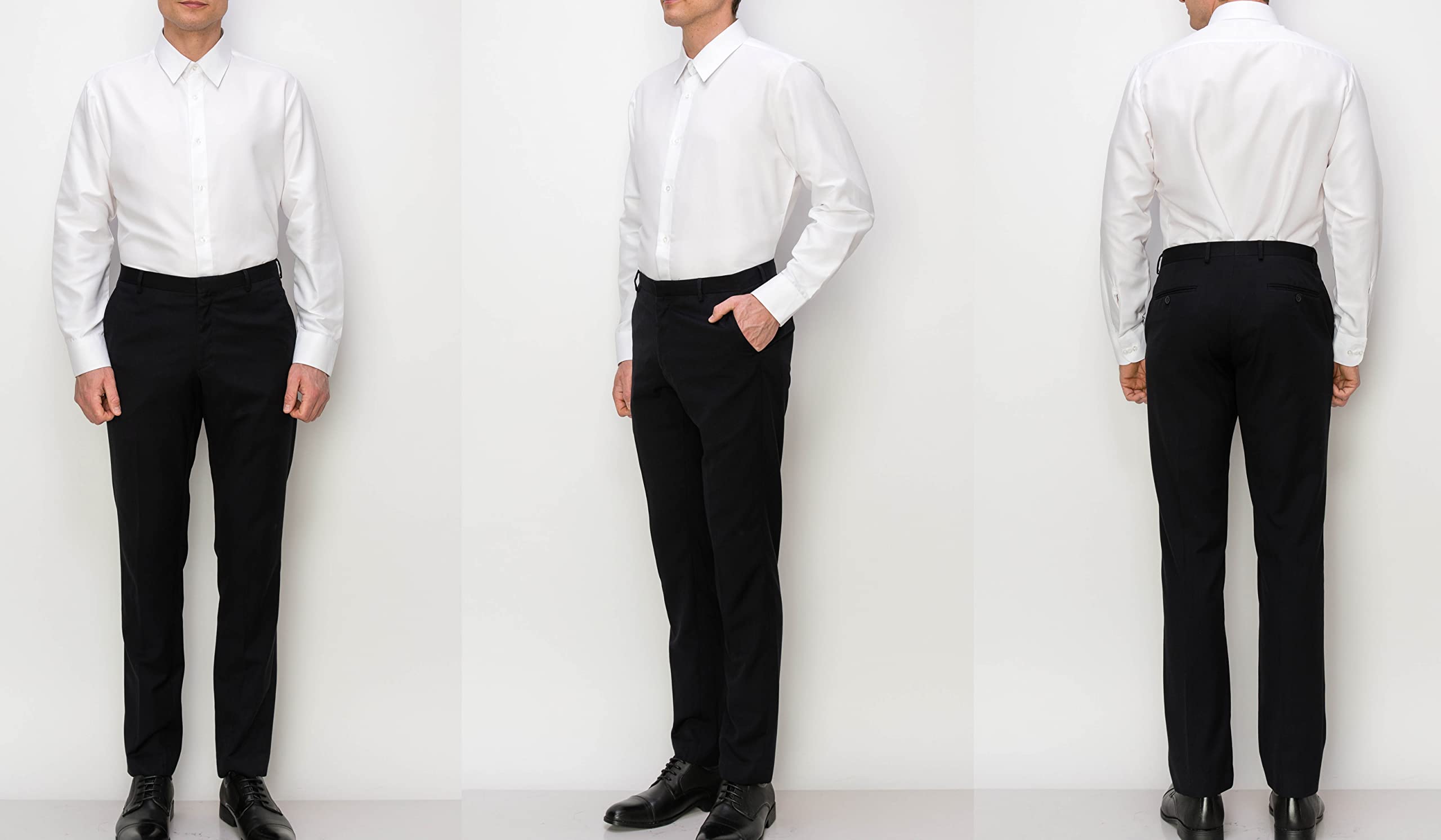 Slim Fit Men's Microfiber Tuxedo Dress Shirt with Laydown Collar - Non-Pleated Formal Shirt for Weddings, Business Meetings & Special Occasions