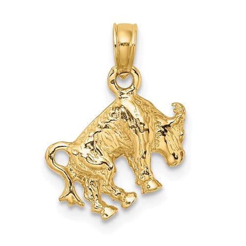 14K Yellow Gold Taurus Zodiac Necklace Charm Pendant - 3D Bull Pendant for April 19-May 19 Birthdays | Perfect Birthday Gift for Taurus Women, Zodiac Jewelry for Everyday Wear & Special Occasions