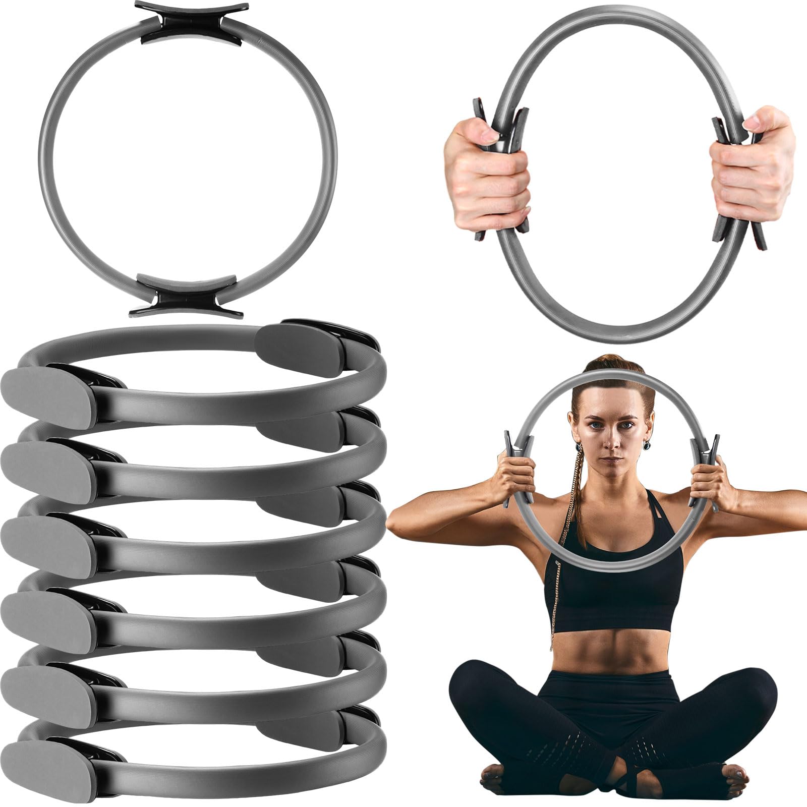 Syhood 11.81 Inch Pilates Ring - Lightweight Flexible Yoga Circle for Fitness, Physical Therapy & Resistance Training - Tone Arms & Legs - Perfect for Home Workouts, Gym & Rehabilitation Exercises