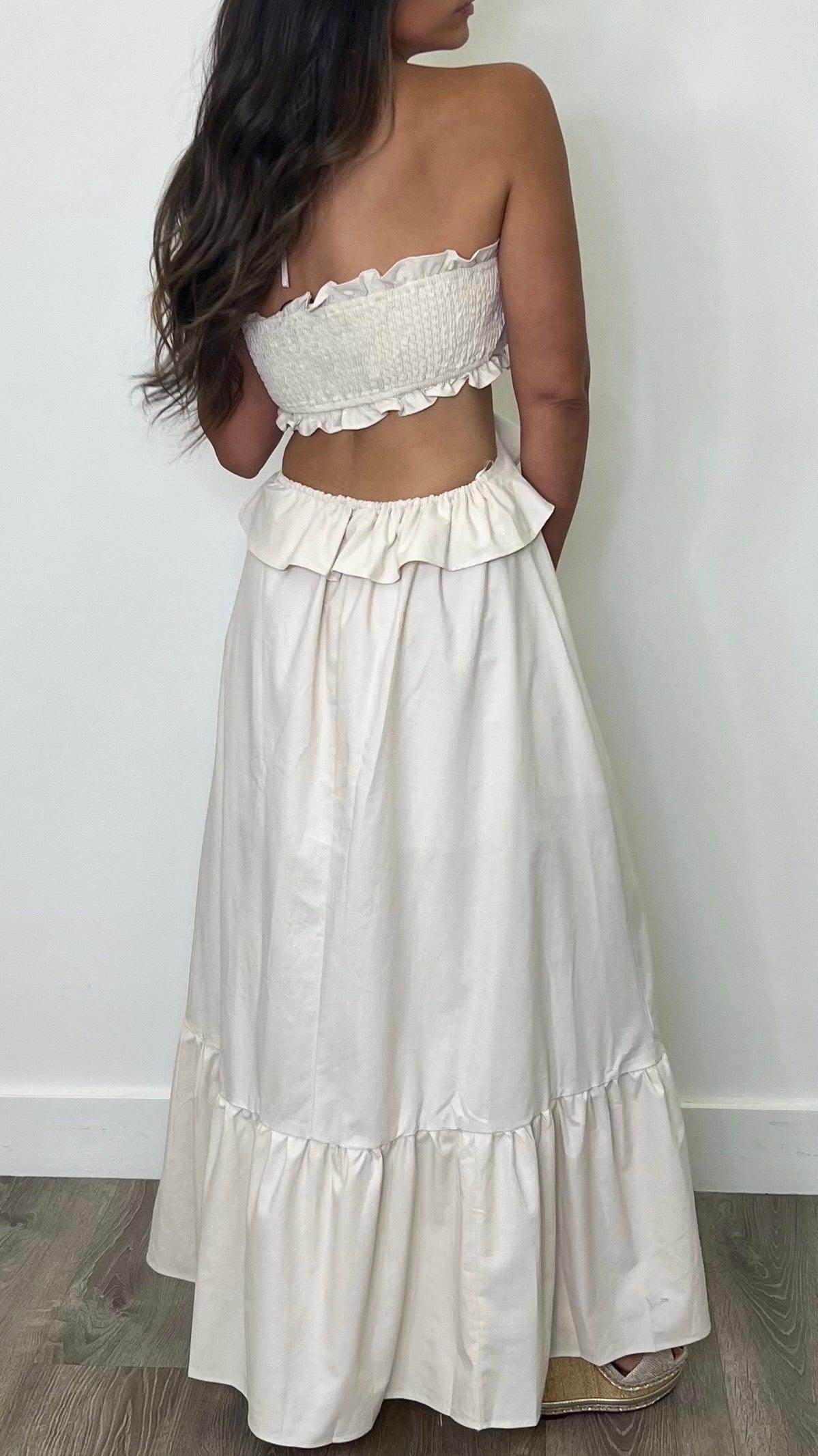 Gwenivere Ivory Maxi Dress for Women - Elegant Long Flowy Summer Wedding Guest Dress - Perfect for Beach, Party & Formal Occasions