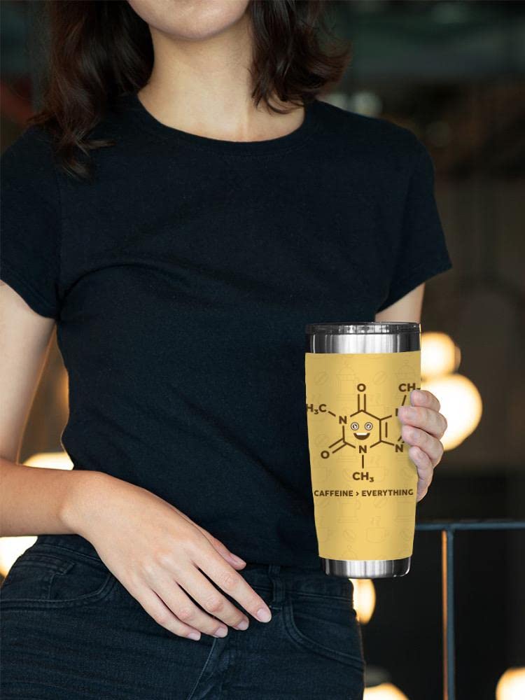 Caffeine Over Everything Insulated Tumbler - 20oz Stainless Steel Travel Mug with Lid, Reusable Coffee Cup for Hot & Cold Drinks - Perfect for Office, Gym, Hiking & Commuting - Unisex Design by SmartPrintsInk (White)