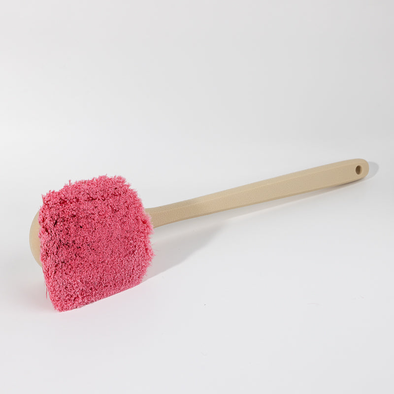 Heavy Duty Red Medium Soft Flagged Polystyrene Utility Brush with Ergonomic Handle - Ideal for Cement Truck Cleaning, Industrial & Aggressive Surface Cleaning
