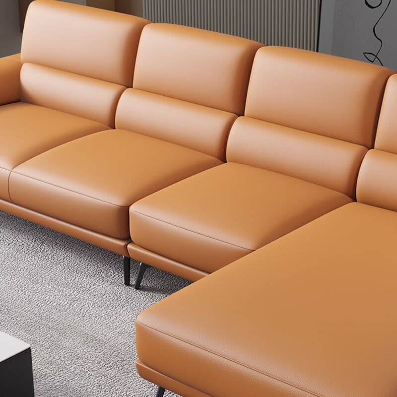 Modern Leather Cushion Back Modular Sofa Set - Pillow Top Arm Sofa for Living Room, Lounge & Home Theater - Comfortable Sectional Couch for Relaxing & Entertaining