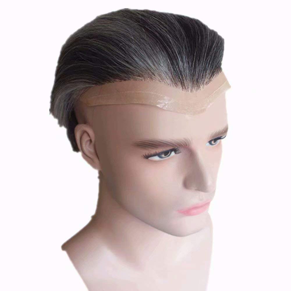 Premium 10x8 Grey Human Hair Toupee for Men - European Virgin Hair Replacement System with FPM Base - Natural Looking Hair Prosthesis for Thinning Hair & Baldness - Ideal for Daily Wear, Special Occasions & Professional Settings