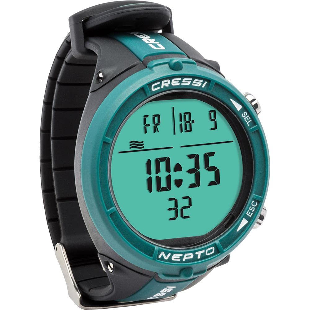 Cressi Nepto Freediving Watch Computer - Fully Customizable Dive Watch with Depth Gauge - Anti-Taravana Protection - Italian Made Scuba Diving Gear for Spearfishing & Underwater Exploration