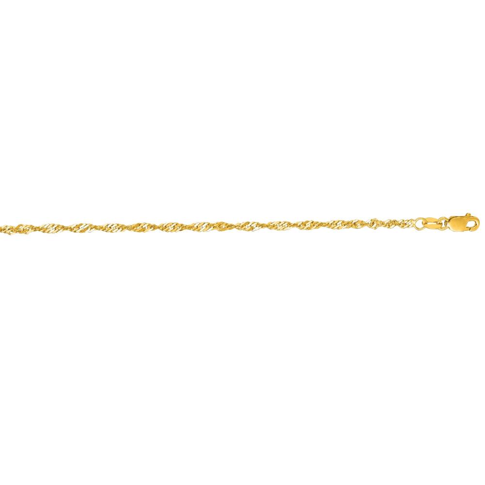 14K Gold 2.1mm Singapore Chain Necklace for Men & Women - Dainty Delicate Jewelry for Everyday Wear, Gifts & Special Occasions