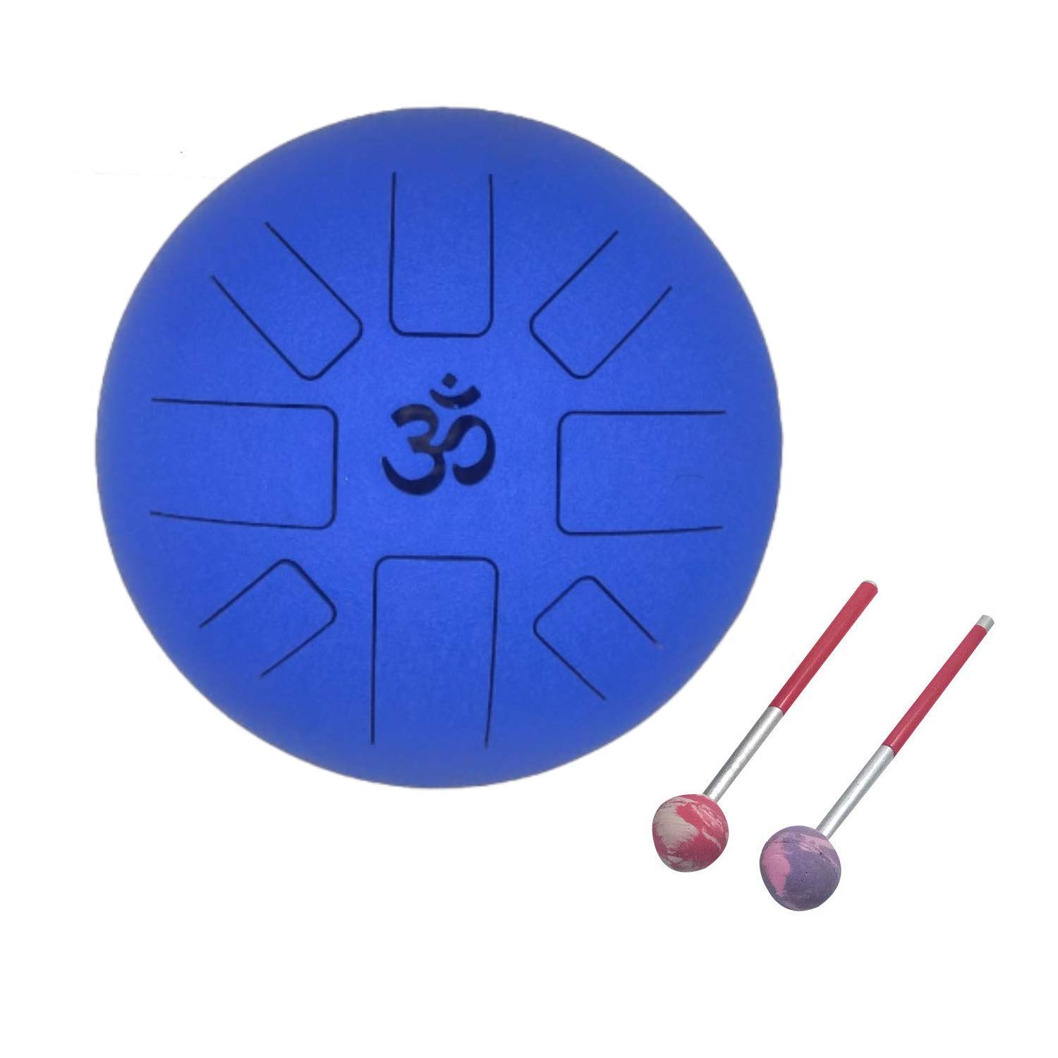 10 Inch OM Tongue Drum Steel Percussion Instrument with Bag & Mallets - Handpan Tank Drum for Meditation, Yoga & Music Therapy (Blue)