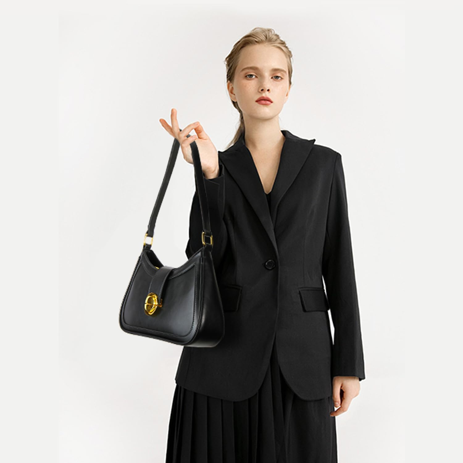 Women's Black Crescent Shoulder Bag - Stylish Hobo Tote Handbag for Everyday Use | Perfect Gift for Women | Ideal for Work, Travel & Casual Outings