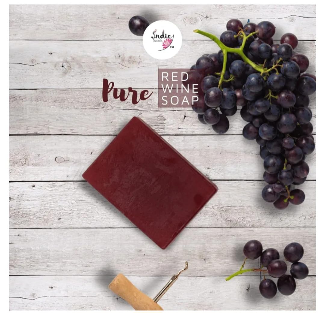 Pure Red Wine Soap for Face & Body | Natural Glycerin Bar with Vitamin E | Skin Nourishing & Soothing | 75g Handmade Soap for Dry Skin, Acne-Prone Skin & Sensitive Skin | Perfect for Daily Cleansing, Spa Day & Gift Giving